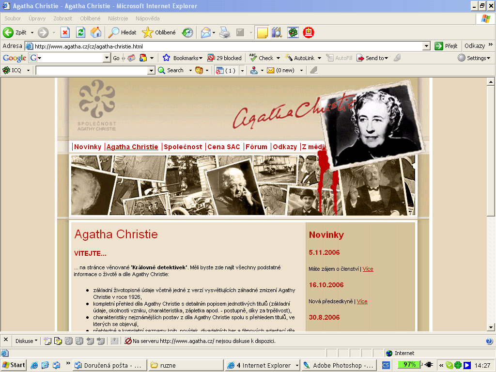 Společnost Agathy Christie – nová internetová prezentace