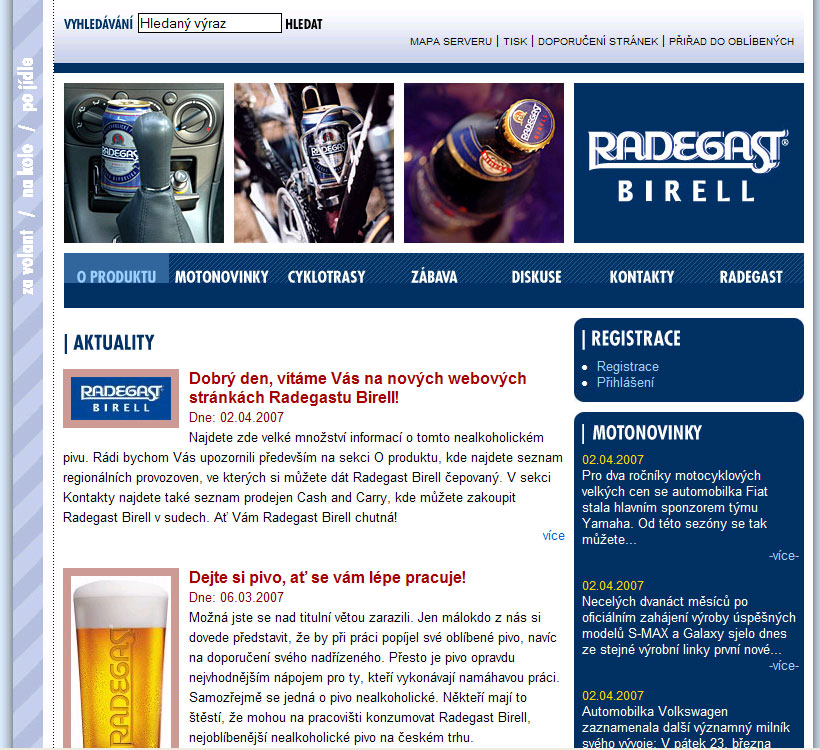 Nový web pivovaru Radegast Birell