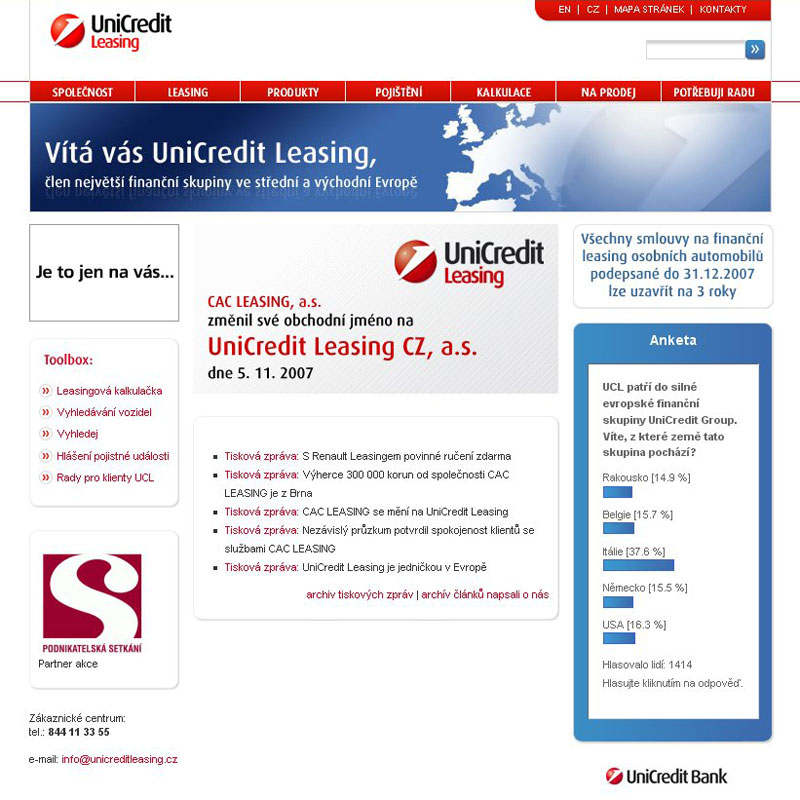 Nový web pro UniCredit Leasing