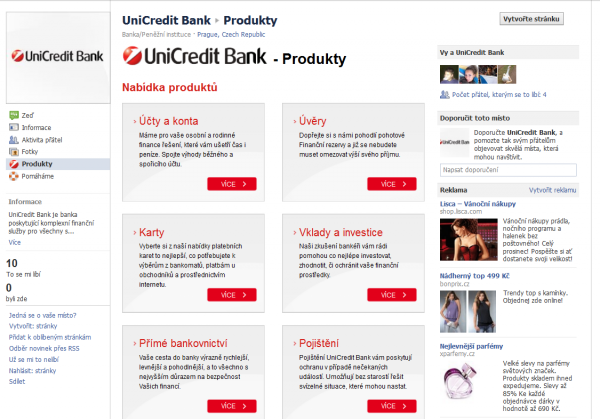 UniCredit Bank ode dneška na Facebooku