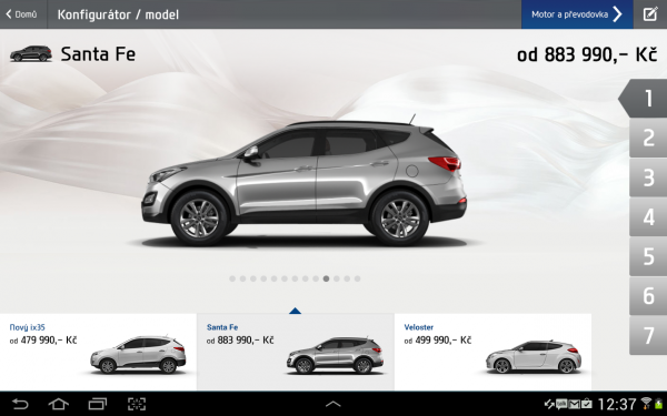 Tabletová aplikace Showroom pro Hyundai