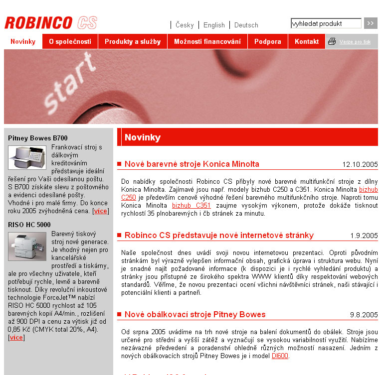 Nový web pro Robinco